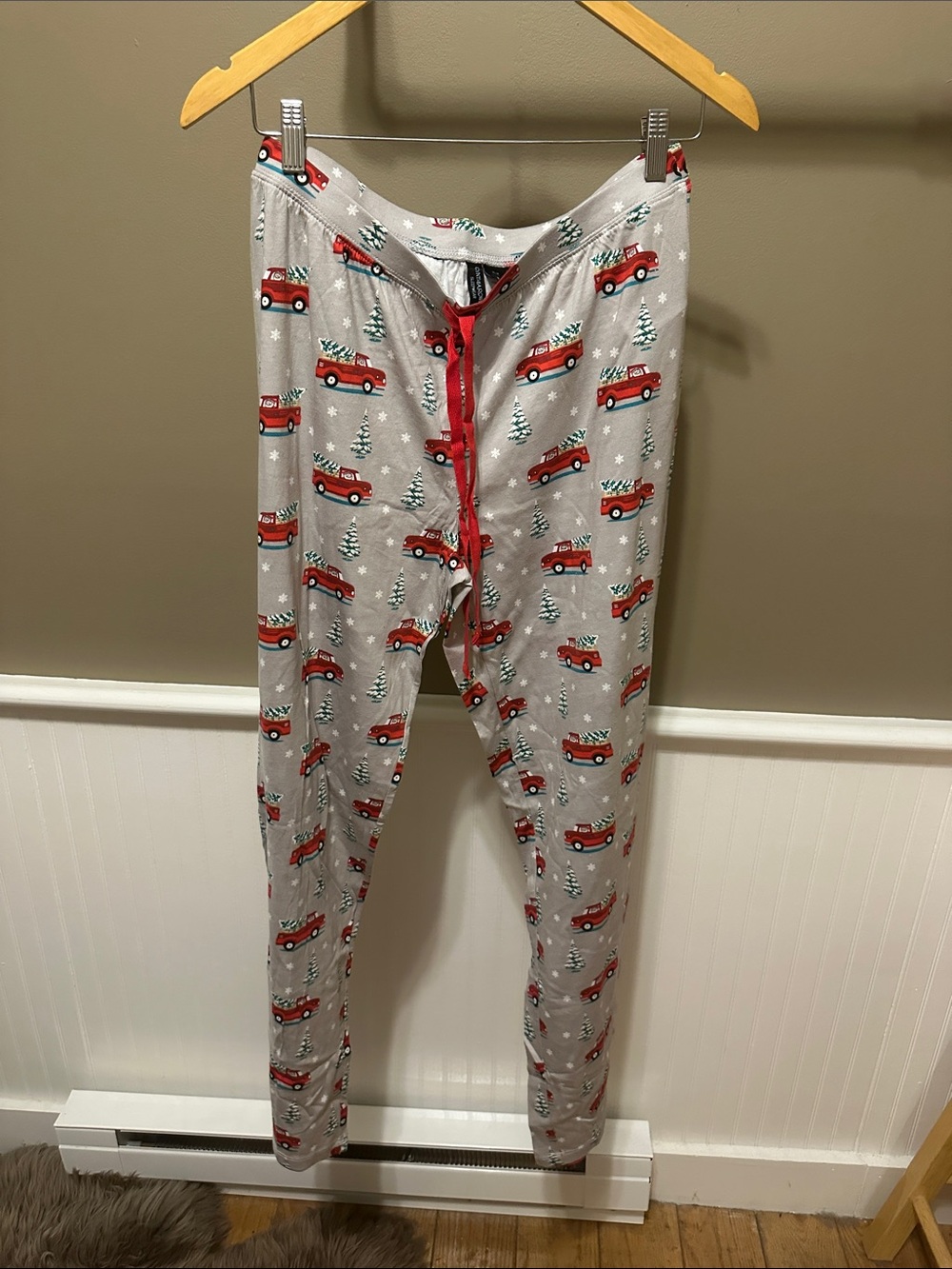 Cynthia Rowley Gray Pajama Pants with Red Truck Print